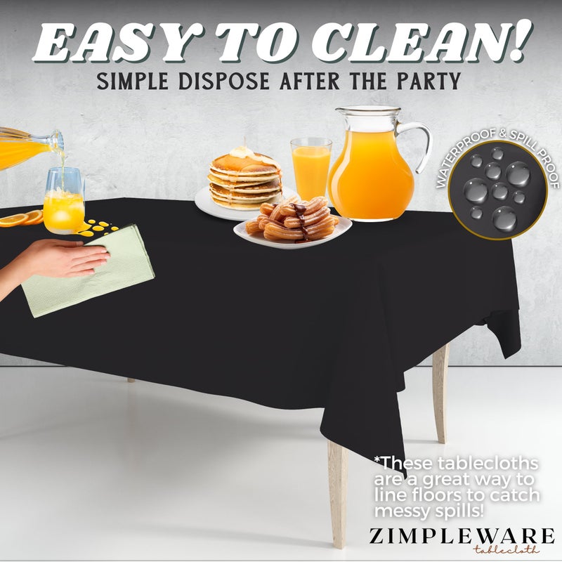 ZIMPLEWARE Premium Dark Grey Plastic Table Cloth Disposable (6 Pk) Plastic Tablecloths for Rectangle Tables (54in x 108in) Party Table Cloths Disposable for 6ft to 8ft Rectangle Tables - Image 5
